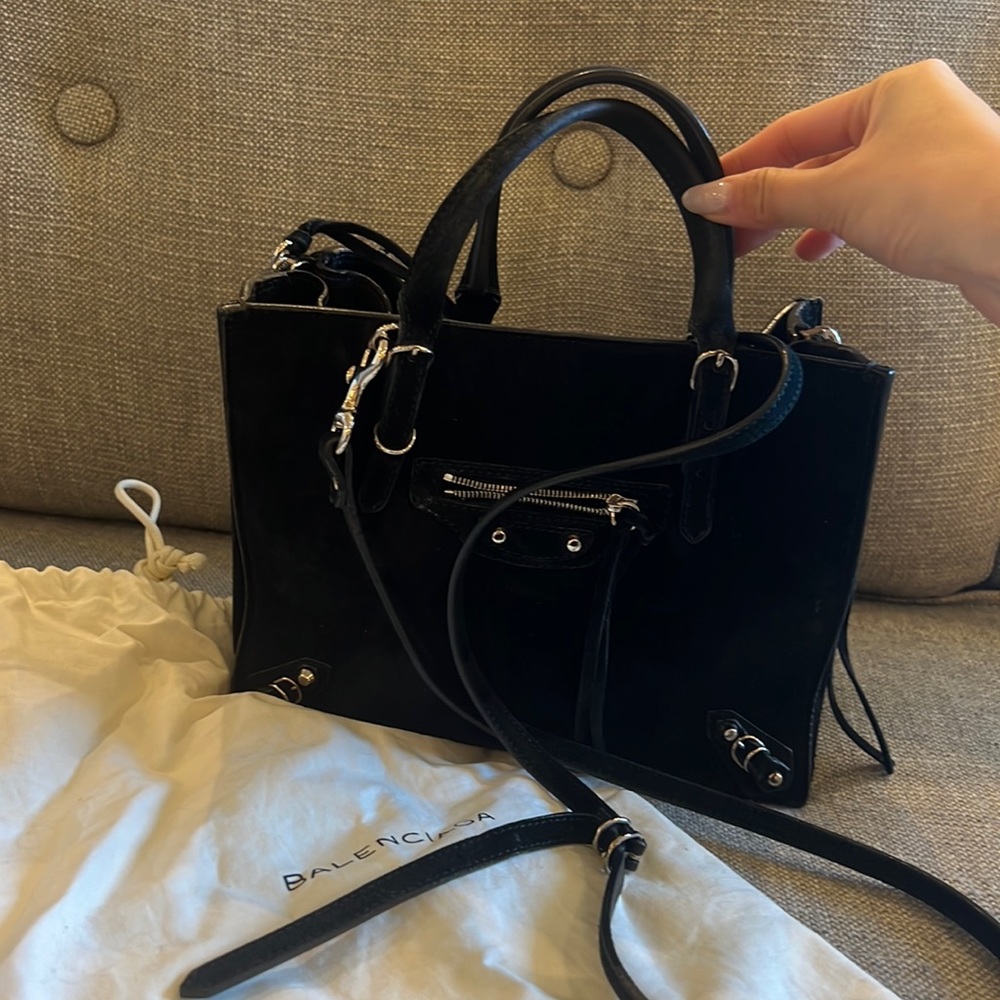 Balenciaga papier pony hair tote bag crossbody with dust bag